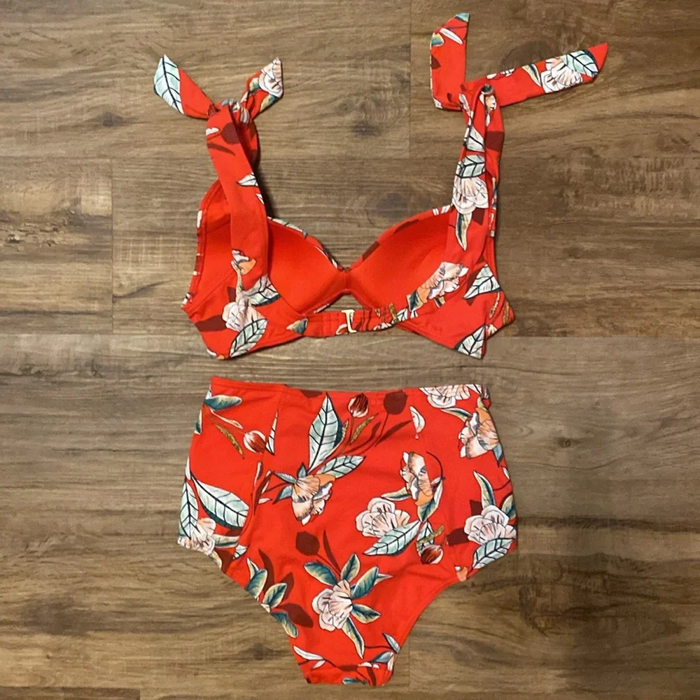 Red Floral Bikini